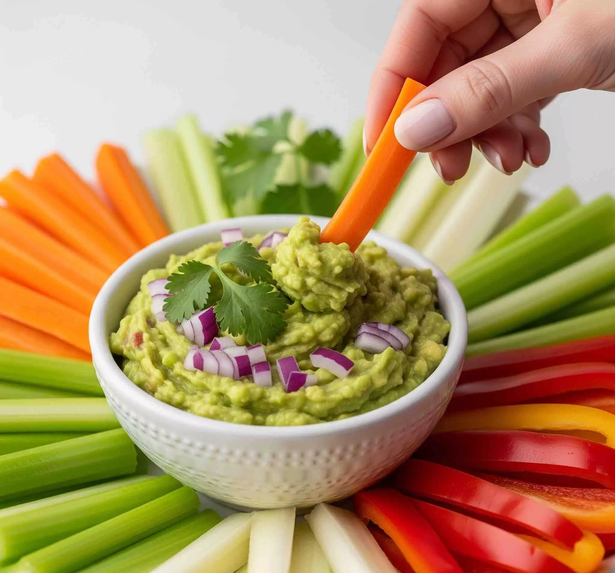 Keto Guacamole with Veggie Sticks