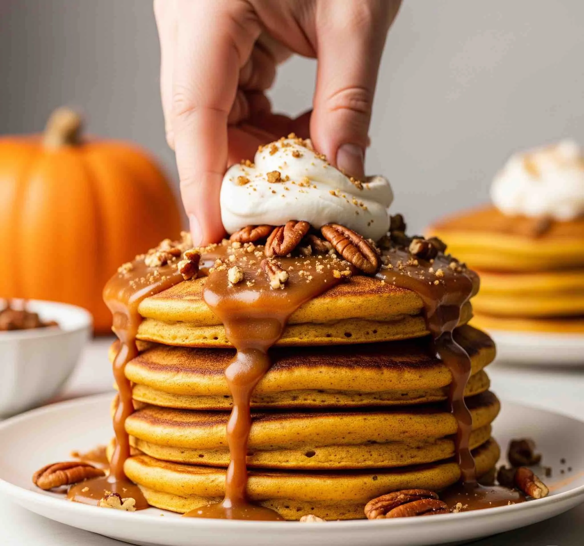 keto Praline Pumpkin Pancakes