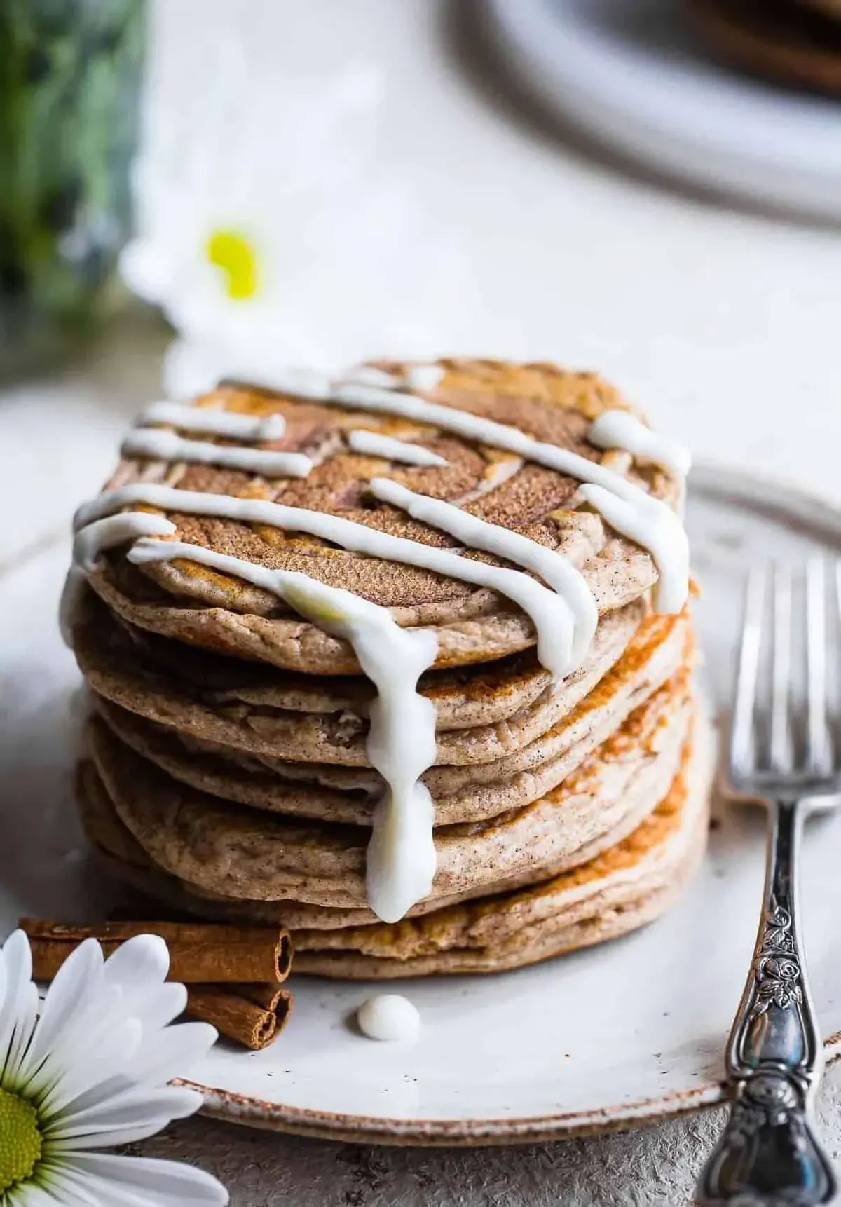 Keto Cinnamon Roll Protein Pancakes