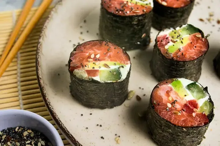 Keto Salmon Sushi Rolls